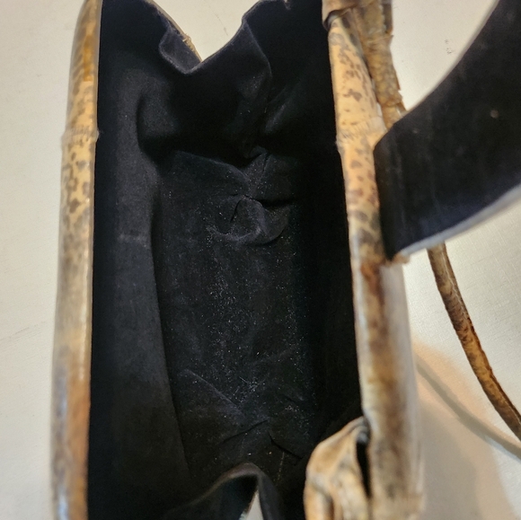 Vintage PATCHWORK Exotic Gray LEATHER Shoulder Bag EUC - Picture 10 of 16